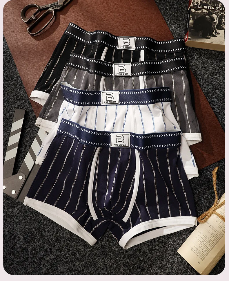 10PCS Men's Breathable Sportive Underwear Pure Cotton Mid-Waist Boxer Shorts Loose Fit Comfortable Sport Pants Four Corners