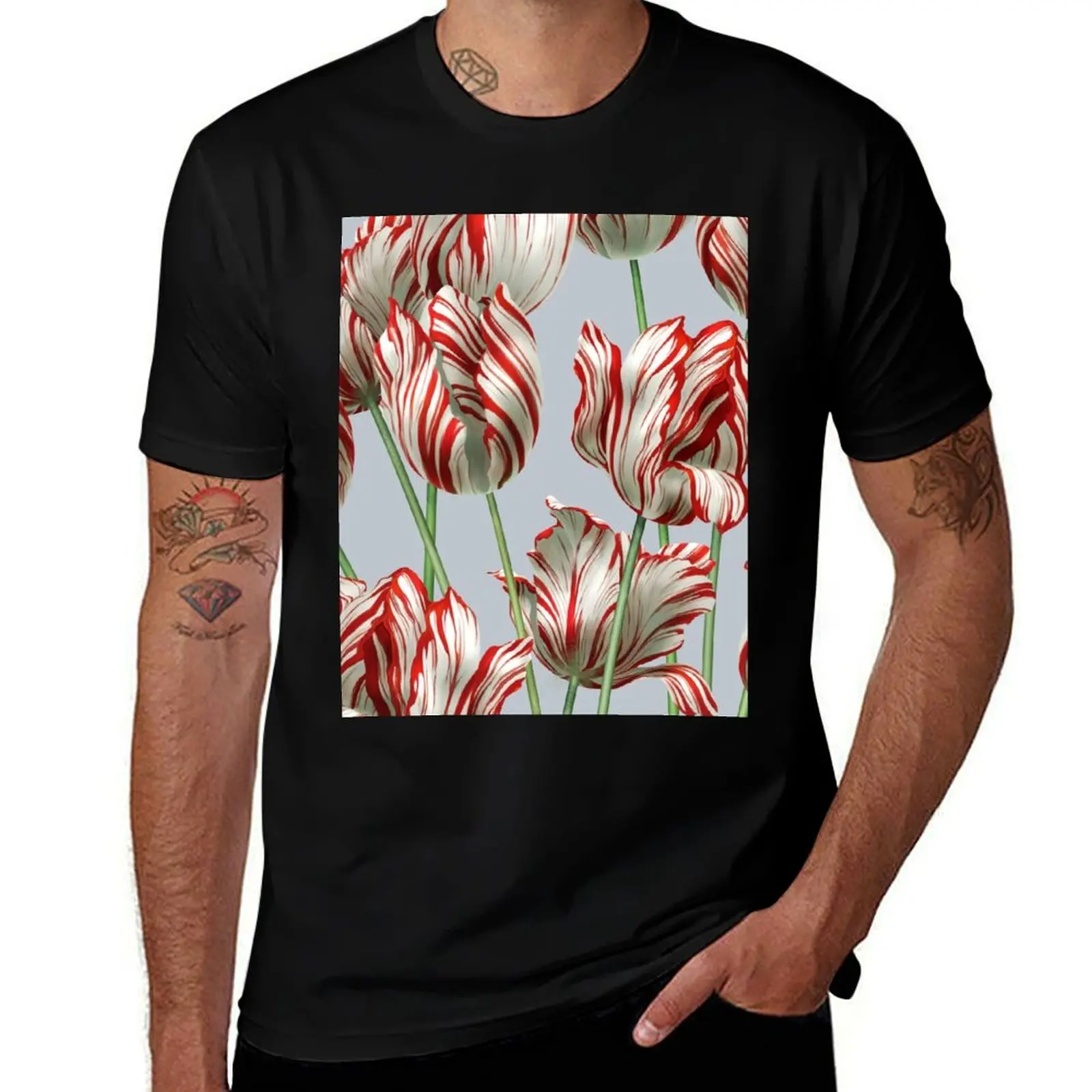

Tulipomania-футболка The Semper Augustus, футболки с аниме, большие футболки для мужчин, футболки с рисунком