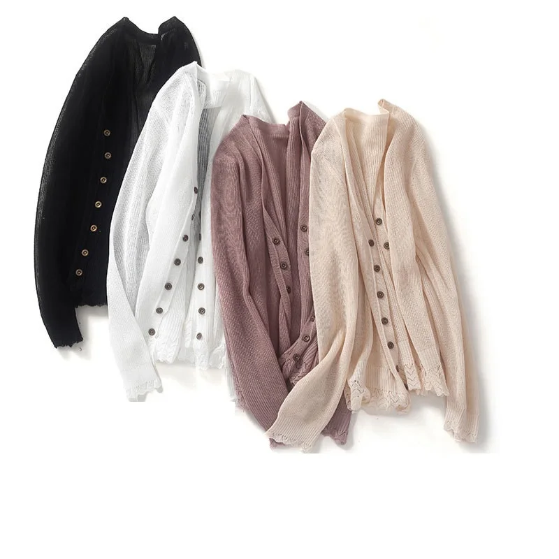 New solid sweater candy women Knit Top Fashion Female Cardigan thin spring  summer Long sleeve adult jacket clothes coat