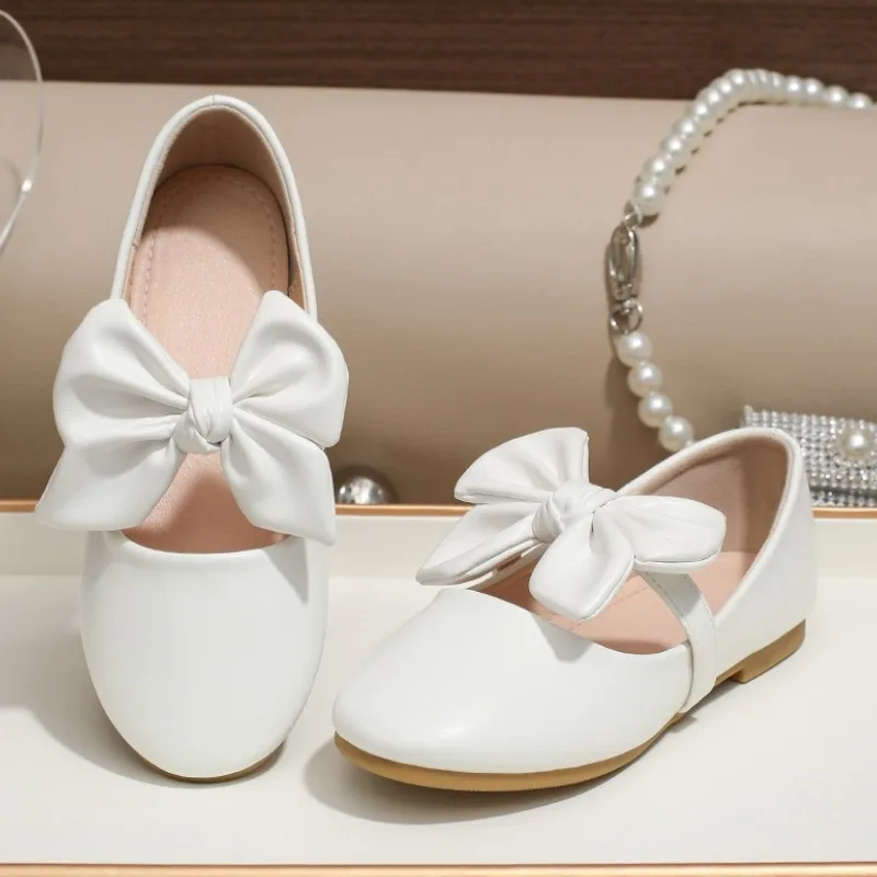 Fashion Princess BowShoe2026newGirl Versatile Soft SingleShoe Korean Edition Girl Anti Slip Performance Party Formal LeatherShoe