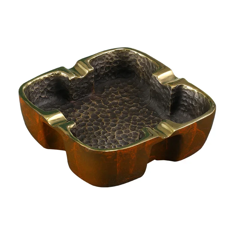 

All-copper ashtray ornament, office living room household cigarette cup, gift for husband and the elderly, colored bronze
