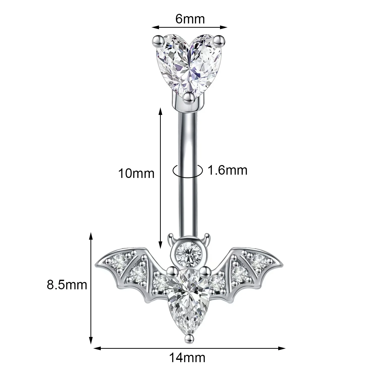 

Bat Piercing Jewelry Set 5PCS 316L Surgical Stainless Steel Belly Button Ring Nose Ring Lip Ring Cartilage Stud