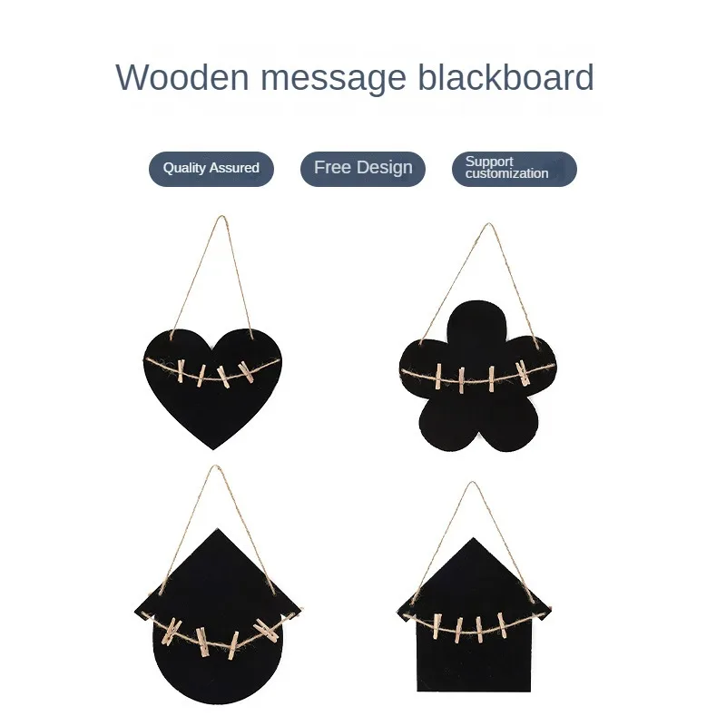 Single Sided Message Blackboard DIY Home Shop Hanging Rope Ornament Wooden Craft Writing Tool Welcome Sign