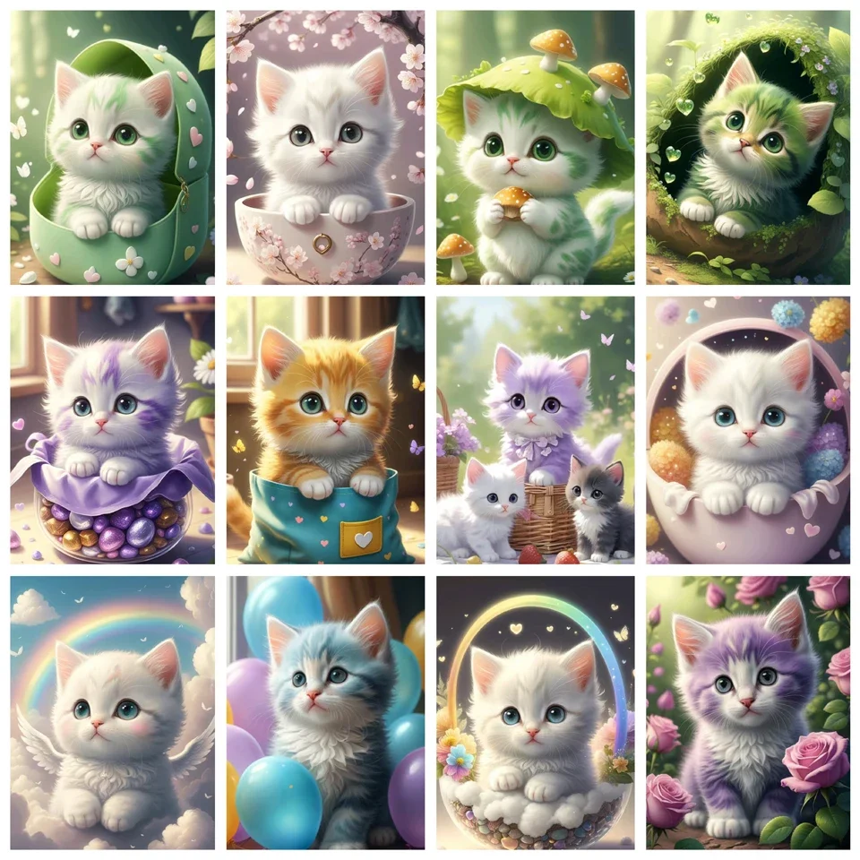 DIY Diamond Painting New Collection  Cute Cat Picture Full Diamond Mosaic Animal Embroidery Cross Stitch Kits Home Decor