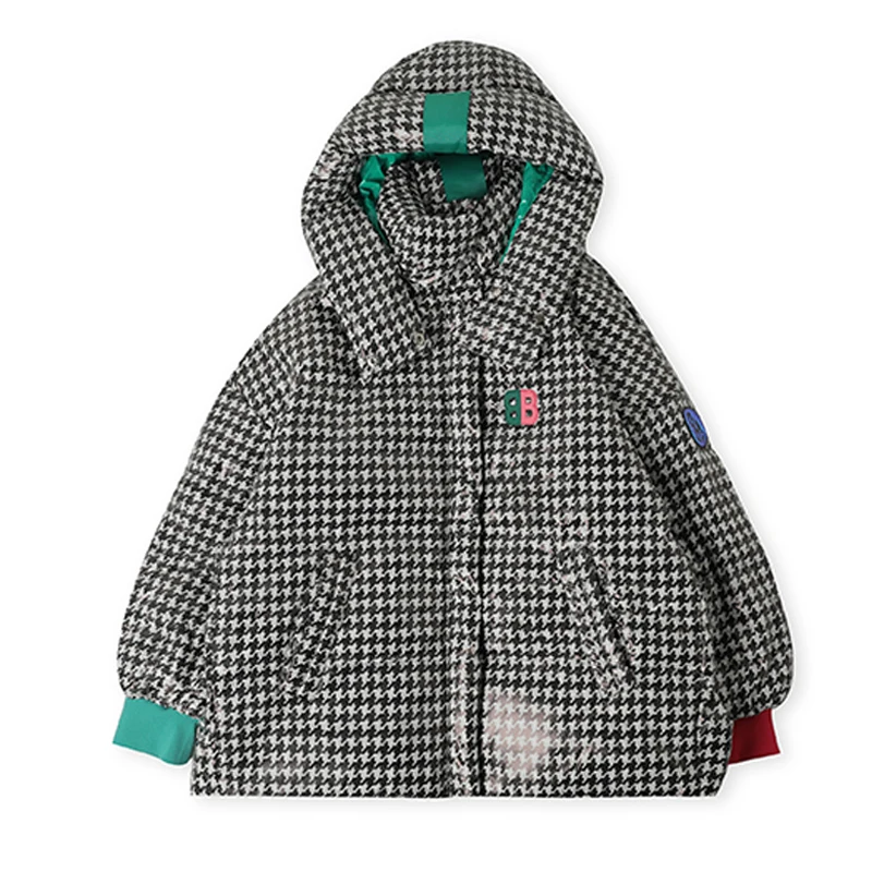 Parka à capuche en coton jetable pour femmes, vêtements d'hiver, Harajuku, plaid, ample, streetwear