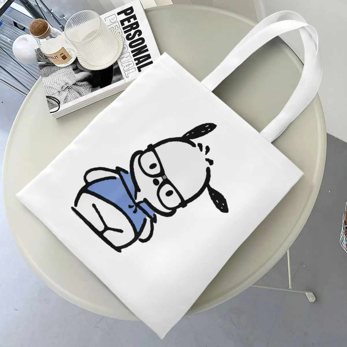

Nerd Glasses Pochacco Холщовая сумка-тоут Сумки на плечо Многоразовые сумки для покупок унисекс