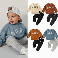 0-3Y Baby Boys Autumn Clothes Set Kids Letter Print Long Sleeve Tops Sweatshirt + Long Pants Toddler Casual Outfits Tracksuits