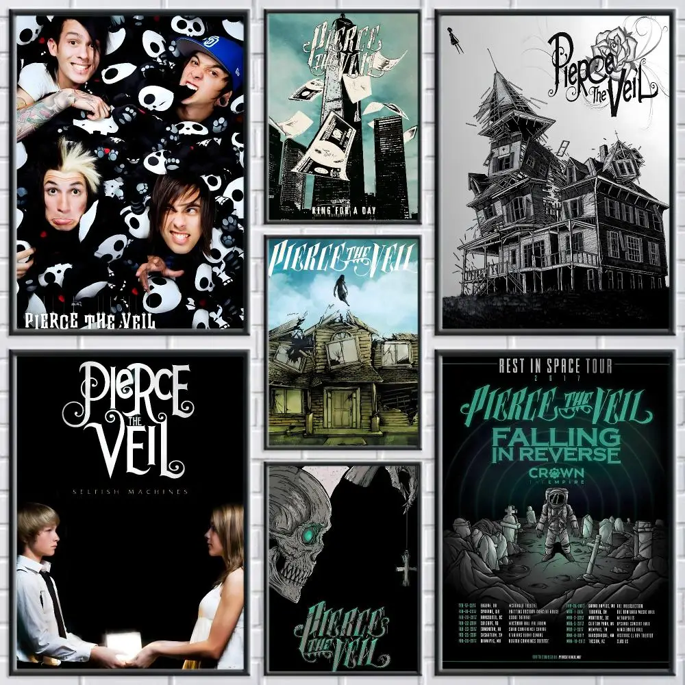 Band P-Pierce The Veil Painting Calligraphy Frameless Canvas Poster Anti-wrinkle Wall Art Perfect for Room Home Decor