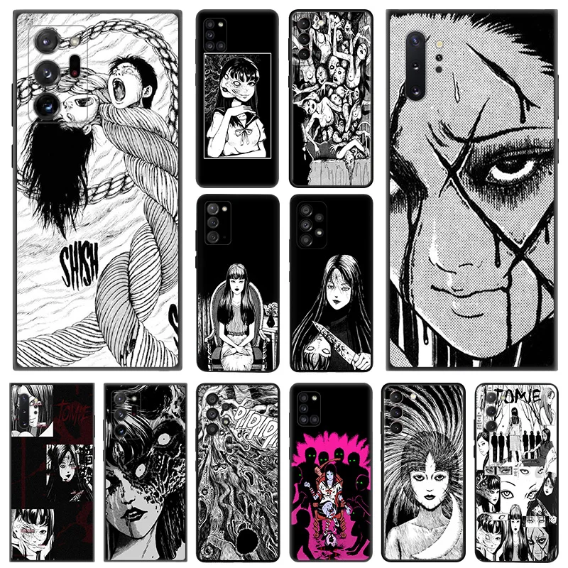 Phone Case for Samsung A35 5G A55 A02 A03 A04 A05 S8 S9 Note10 Plus 9 Anime Tomie Tees Comic Junji ito Soft Black Silicone Cover