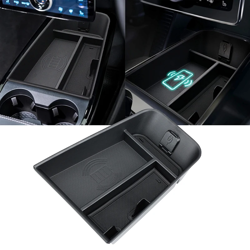

Car Center Console Organizer Central Armrest Storage Box Black Stowing Tidying Interior Parts for Ford Mustang Mach-E 2021 2022