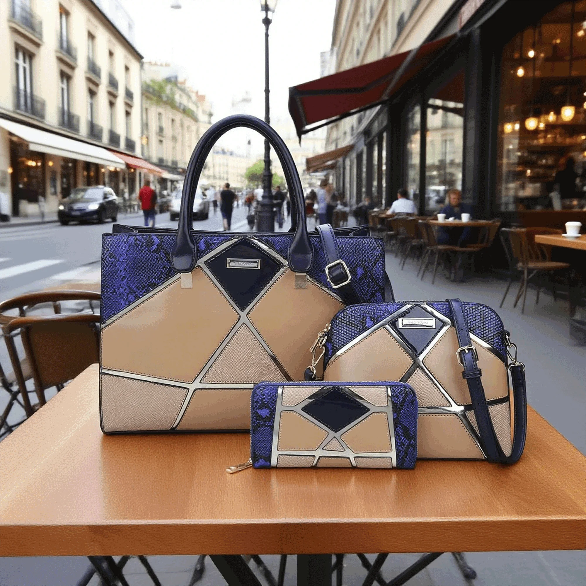 

Multicolor Patchwork Snakeskin Tote Bag: Large Capacity Meets Fashion Charm HandBag