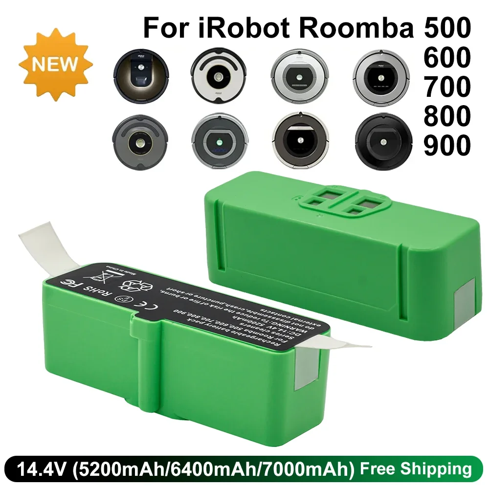 For iRobot 500 600 700 800 900 14.4V 5200mAh/6400mAh/7000mAh Battery series Battery For iRobot Roomba 620 650 770 780 580