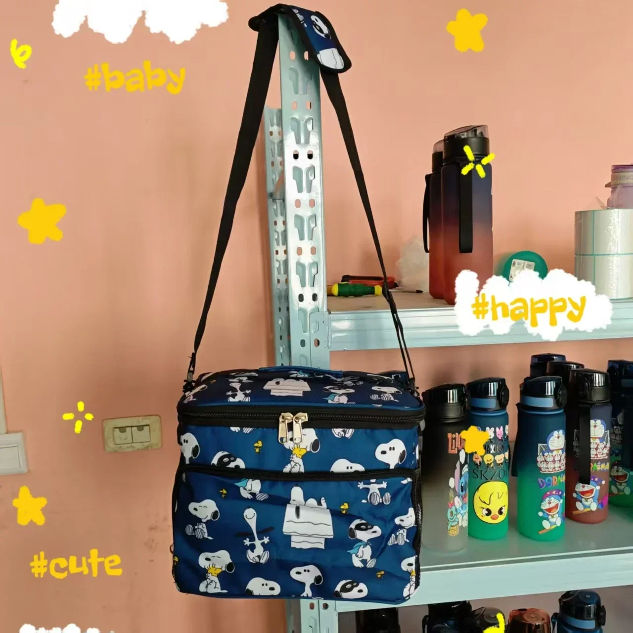 

Insulation Material Snoopy Insulation Cartoon Thickened Portable Lunch Bag Oxford Cloth Student Crossbody Food Bag