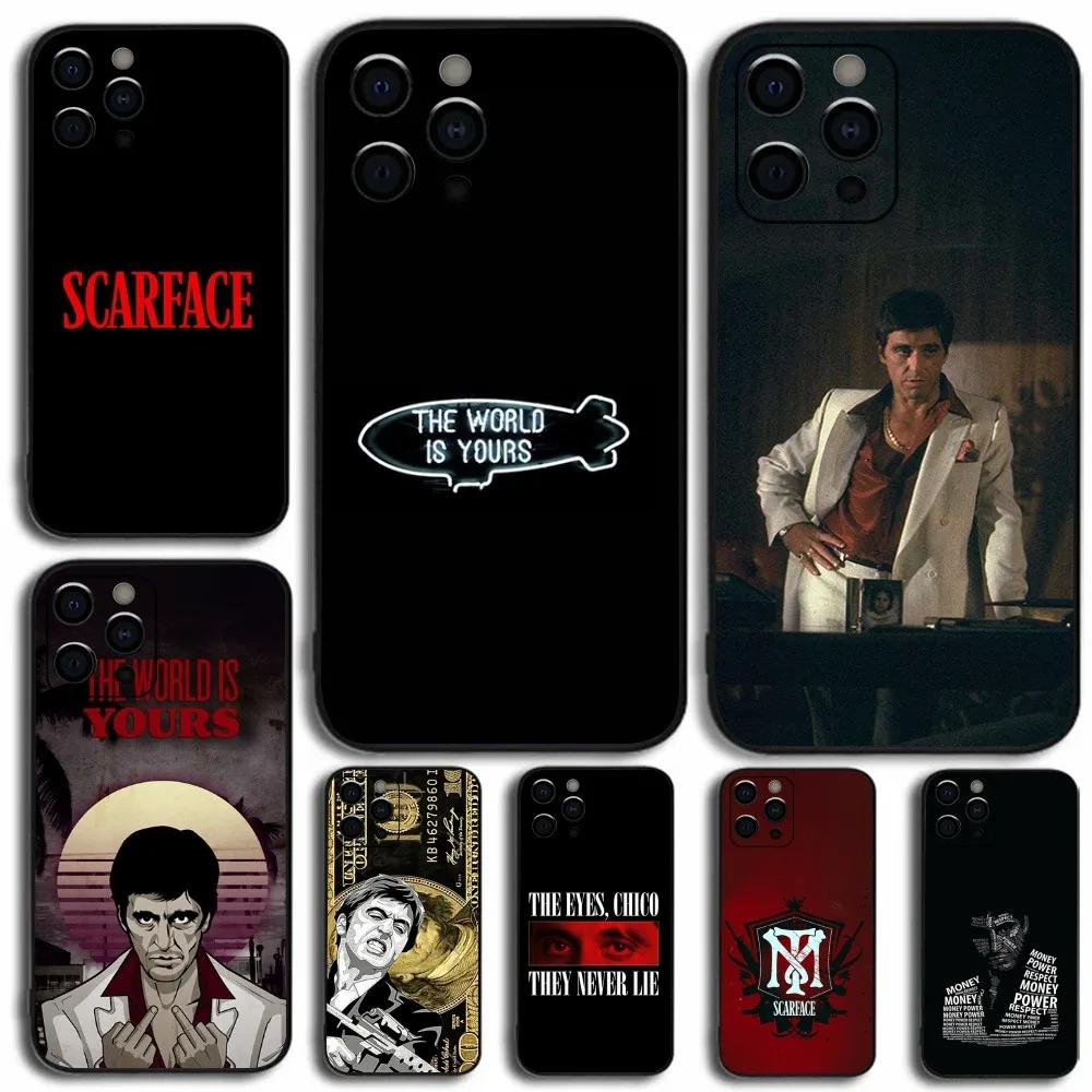 Film S-Scarface M-Montana Phone Case For Apple iPhone 15,14,13,12,11,Pro,X,XS,Max,XR,Plus,Mini Soft Black Cover