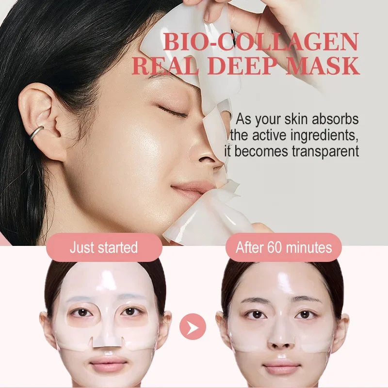 1/3/5/10PCS Bio Collagen Face Mask Shrink Pores Deep Hydrating Overnight Mask Moisturizing Refreshing Brightening Face Skin Care