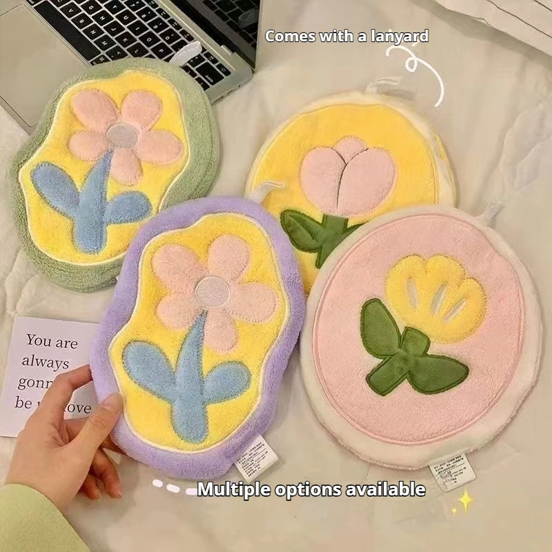 2/1 Piece Random Style Flower-Shaped Hand Towel, Hanging Type for Bathroom and Kitchen, Cute Handkerchief, Small Square Towel, Suitable for Various Occasions