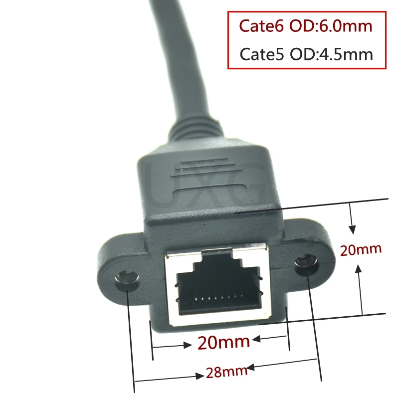 8-pinowy kabel RJ45 męski do żeńskiego przedłużacza sieci Ethernet LAN Śrubowe złącze do montażu panelowego Przedłużacz kabla Cat5E Cat6E RJ 45 — zdjęcie produktu 3