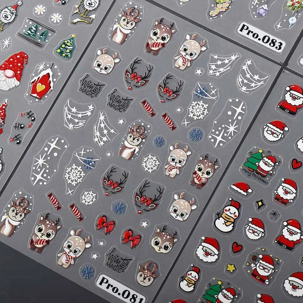 Nail Accessories Christmas Nail Stickers DIY Nail Charms Nail Art Decoration Christmas Nail Decals Snowman Snowflakes Pattern