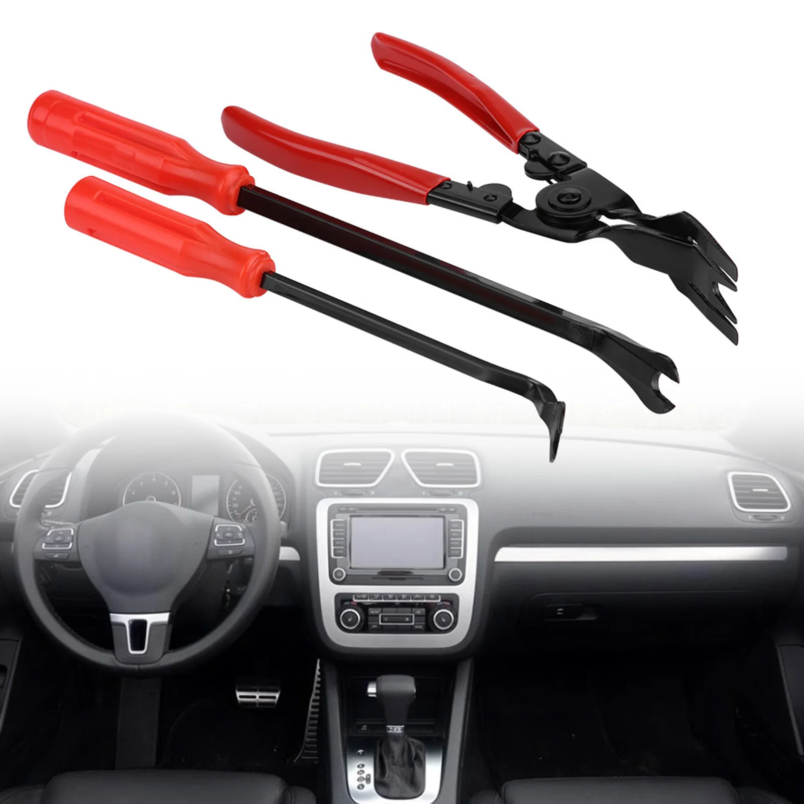 3Pcs Door Trim Rivets Clips Pliers Fastener Remover Puller Pry Bar Tool Kit