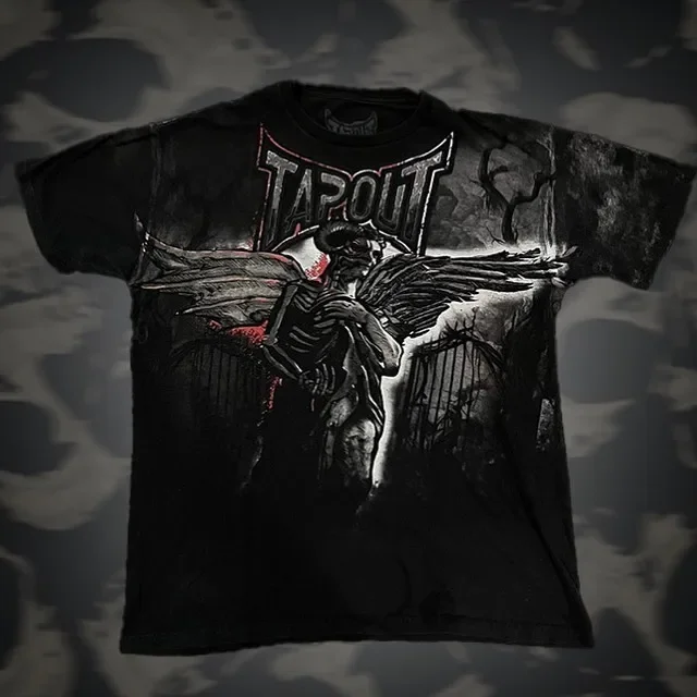 Tappet Gothic Style Sommer 3D-gedrucktes, großformatiges Herren-T-Shirt, schnelltrocknend und atmungsaktiv, geeignet für Outdoor-Aktivitäten. – Detail 4