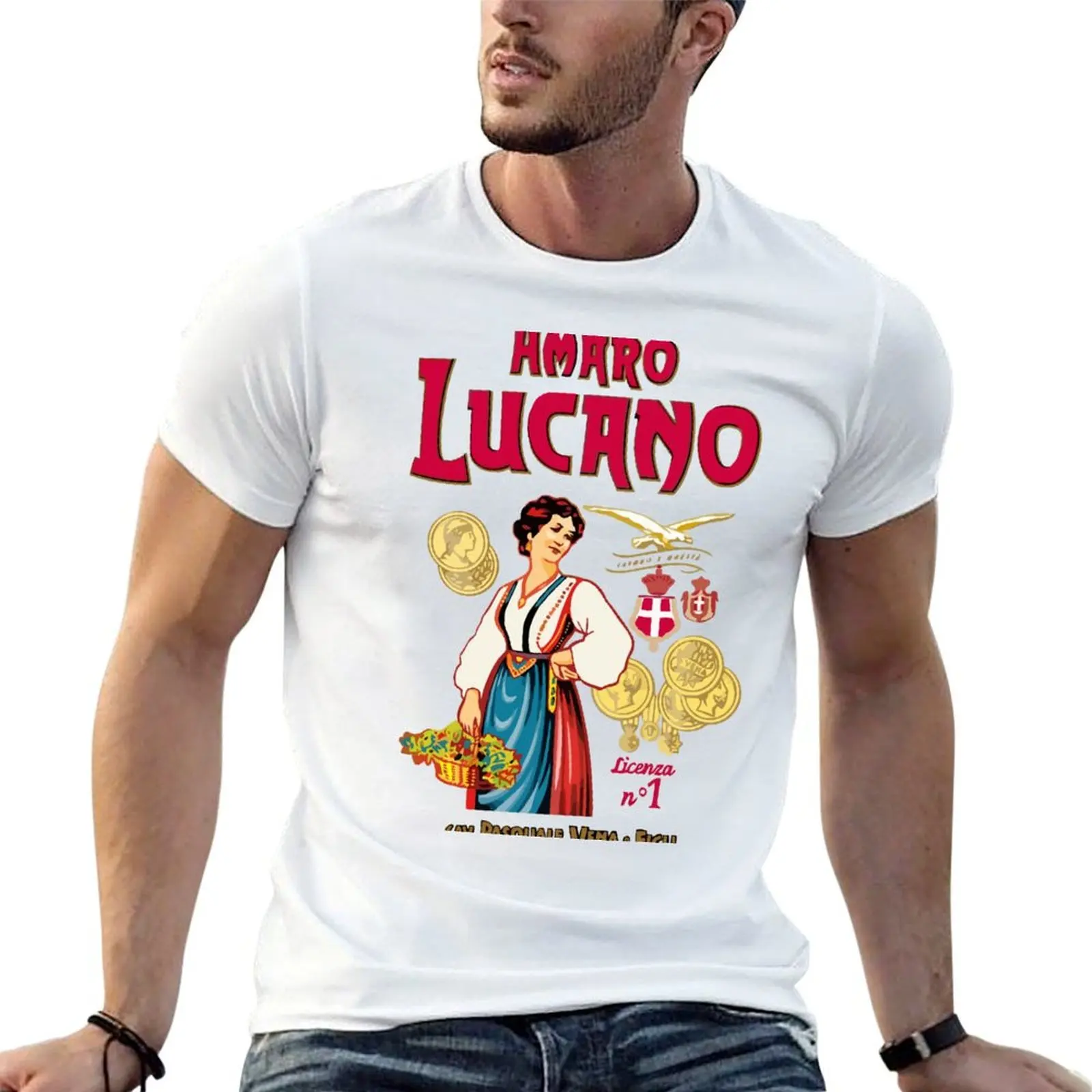Camiseta AMARO LUCANO, camiseta de diseñador para hombre, camisetas g man para hombre, camiseta de algodón para hombre
