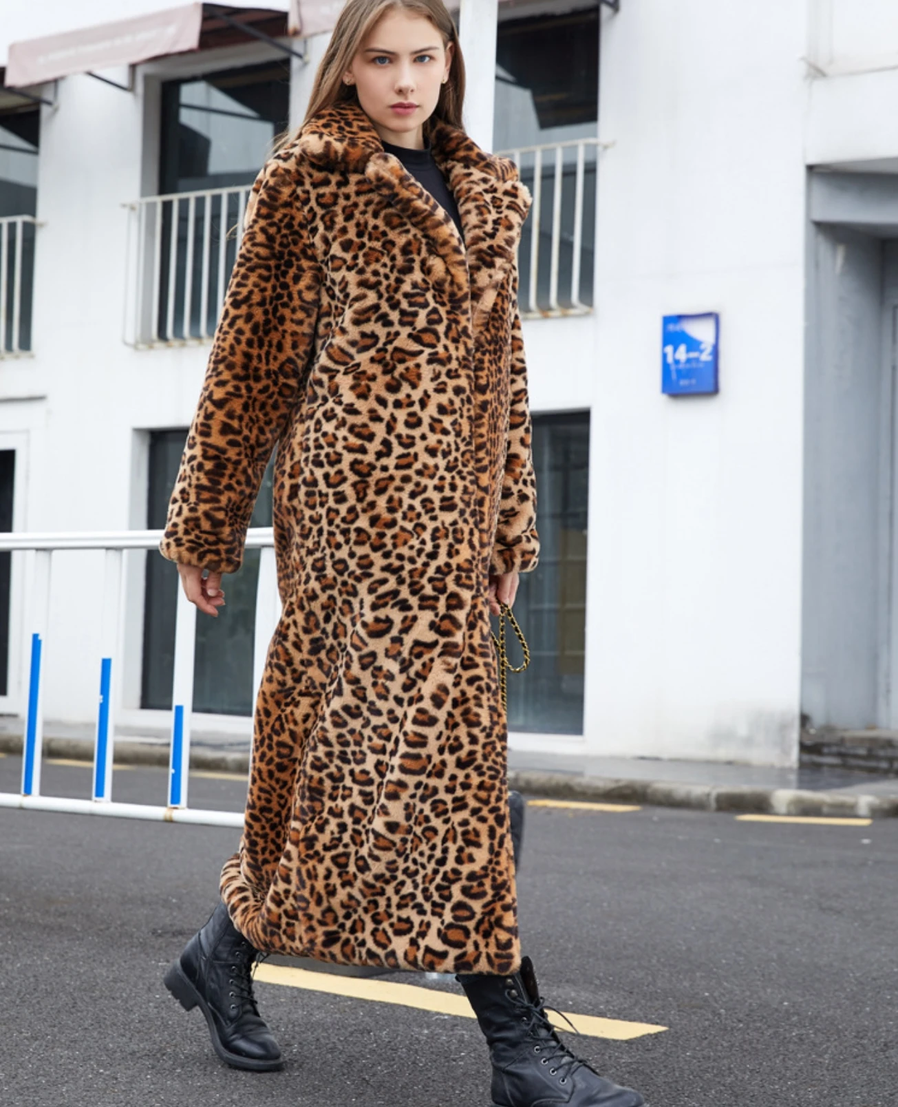 

women faux Fur imitation fur leopard pattern rabbit hair long suit collar pius size fur coat 5XL