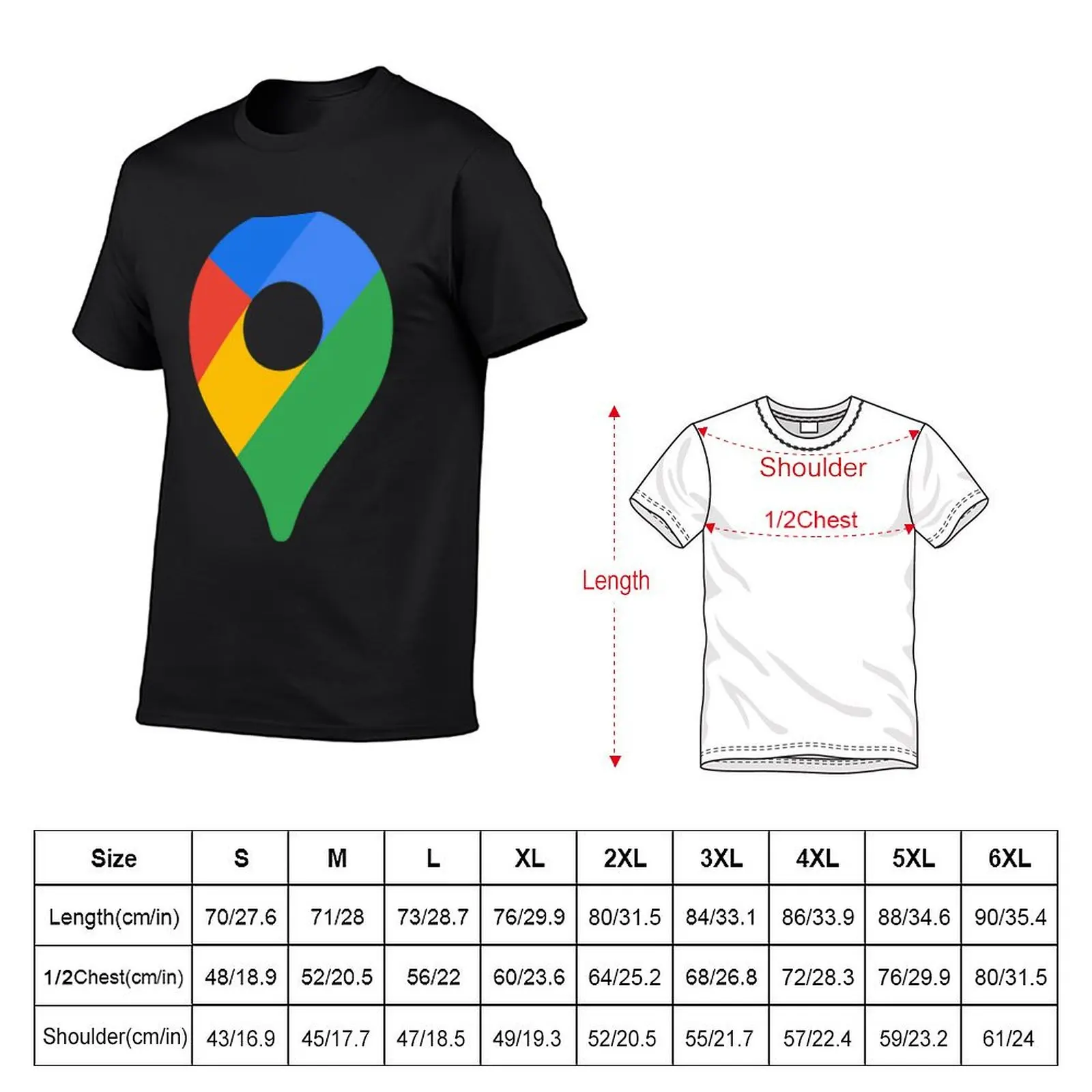 T-shirt ícone do Google Maps masculina, tops bonitos, roupa estética para menino, grande e alta