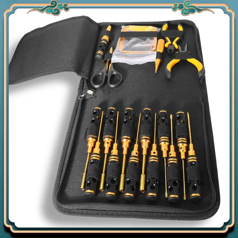 (جديد) - مجموعة مفكات سداسية RC - طقم مفك براغي سداسي 12 قطعة مجموعة مفكات صامولة سداسية مفتاح ربط أداة تشغيل لطائرة هليكوبتر سيارة Rc