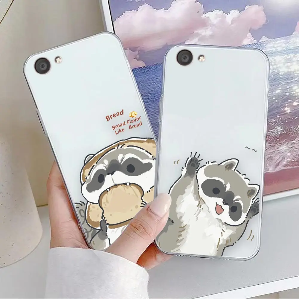 Clear Phone Case For VIVO Y32 Y33S Y50 Y51S Y52S Y53S Y55S Y95 Y97 V20 5G 4G Case Funda Coque Capa Shell Cover Lovely Raccoon