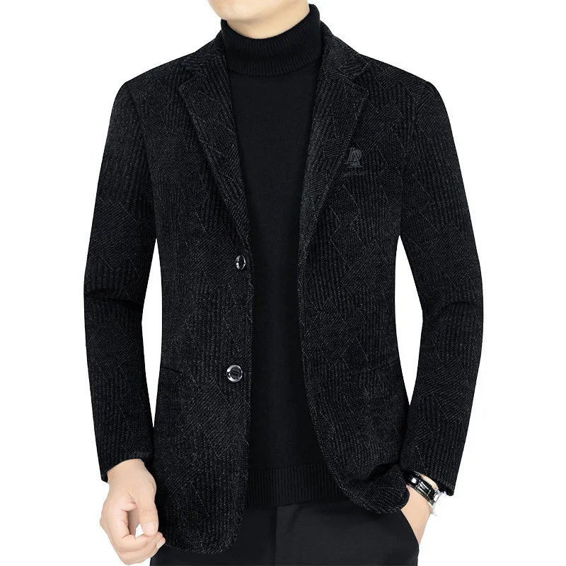 

Men Chenille Blazers Luxury Suits Jackets Woolen Blends New Male Business Casual Suits Coats Slim Winter Blazers Men's Clothing