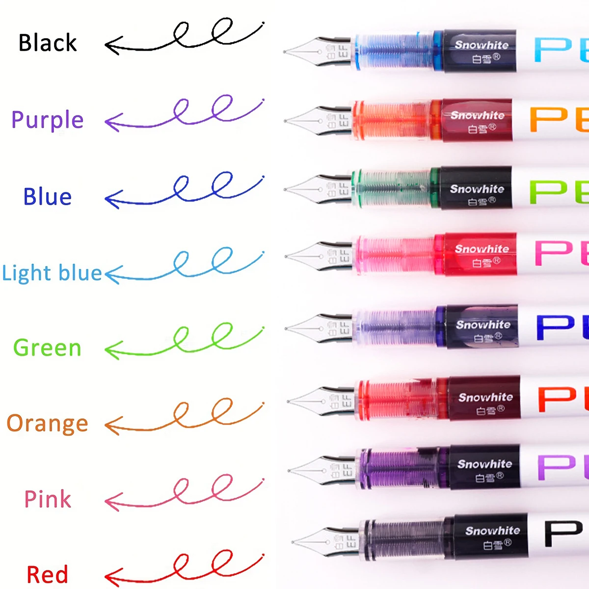 

12 шт. прямые ручки жидкого цвета с наконечником EF 0,38 мм, одноразовые, большой емкости, прочный мешок для чернил, авторучка, школьные принадлежности для студентов