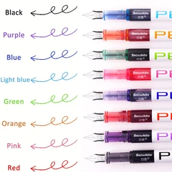 12 Pcs Straight Liquid Colored Pens EF Tip 0.38mm Disposable Large Capacity Durable Ink Sac Fountain Pen Student School Supplies