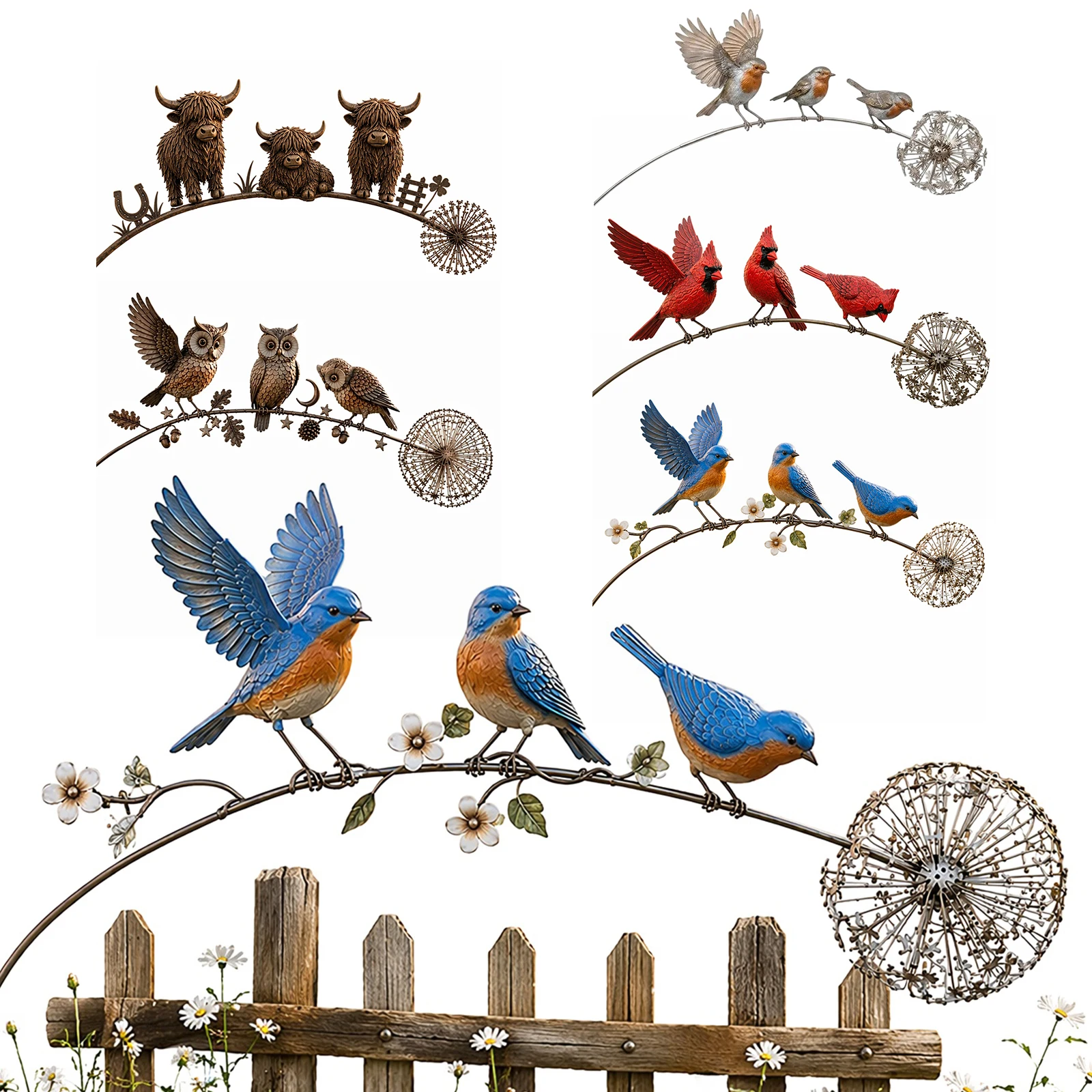 Decorative Garden Stake Creative Dandelion Garden Sculptures Outdoor Lawn Art Statue for Outdoor Courtyard Flower Bed Decor