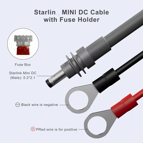 Imagen 2 del producto Para Starlink Mini Cable de alimentación específico arnés de extensión de cableado DIY con portafusibles automotrices 18AWG enchufe ATC/ATO DC impermeable