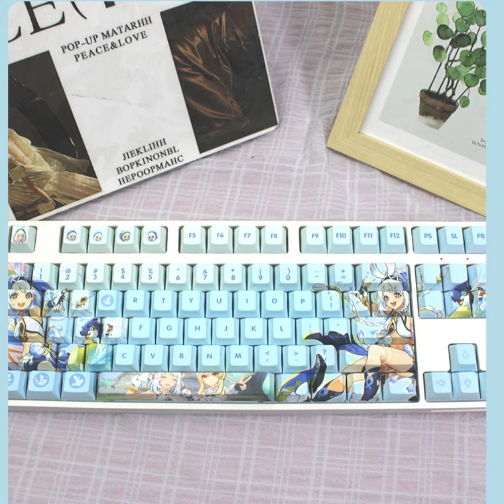 Mualani Keycaps Genshin Impact Series Game Theme Cartoon Two-Dimensional 127Keys Blue White Keycap Set