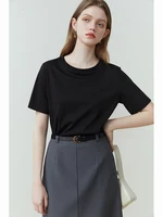 FSLE 100% Cotton Short-Sleeved T-Shirt Women'S Spring Summer New Round Neck Straight White Black Top For Women