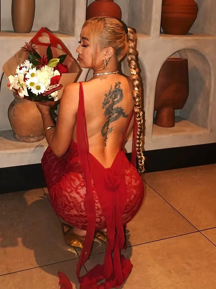 Seltsame Puss Mesh Patchwork Kleid Frauen Sexy Jacquard Backless Ärmellose Lange Band Mitternacht Hipster Coquett Club Party Outfits