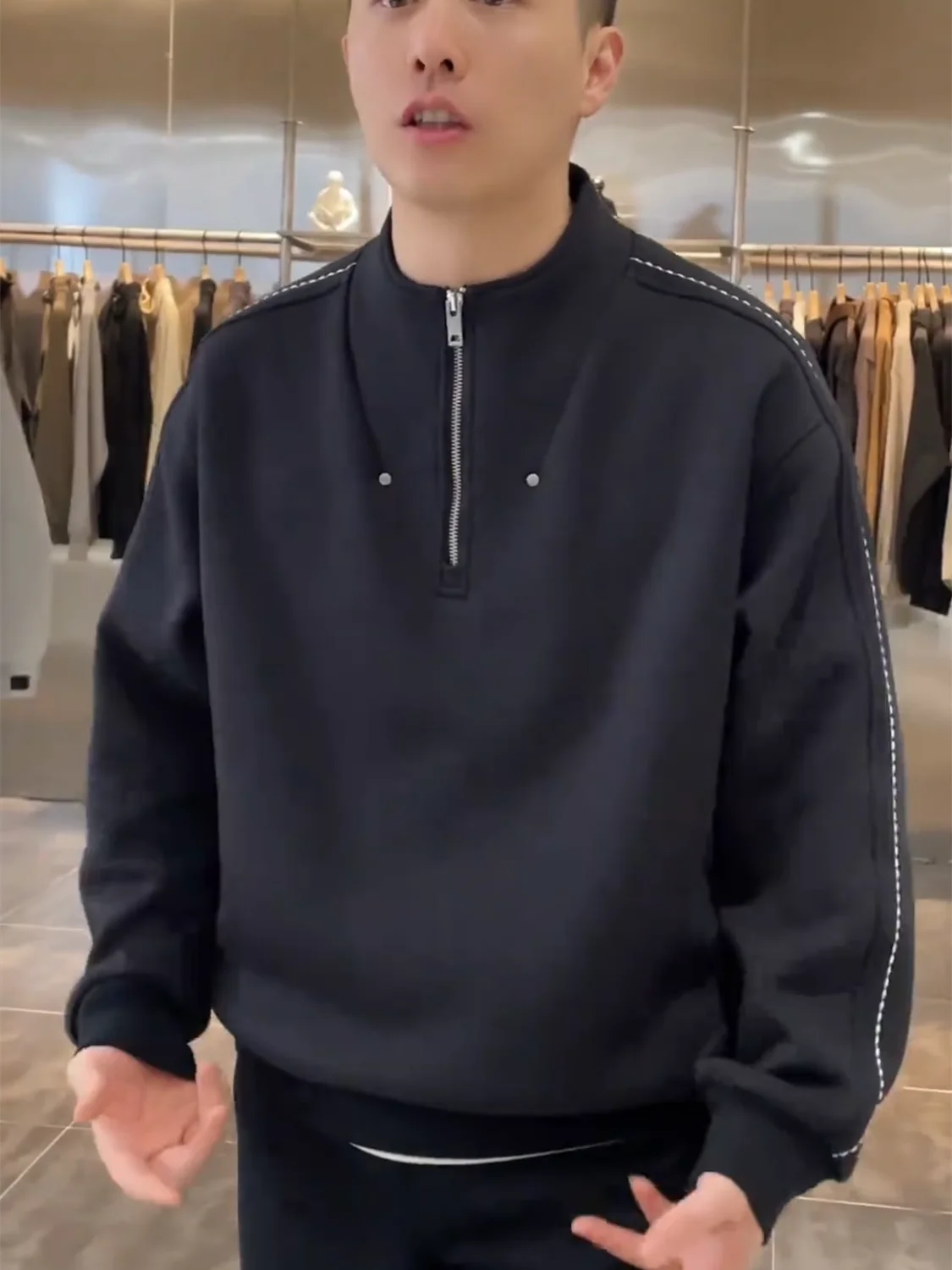 

Men's Winter Fce Lined Thiened f Zipper Stand Collar Sweatirt Comfortable Skin Friendly Faionable Base irt