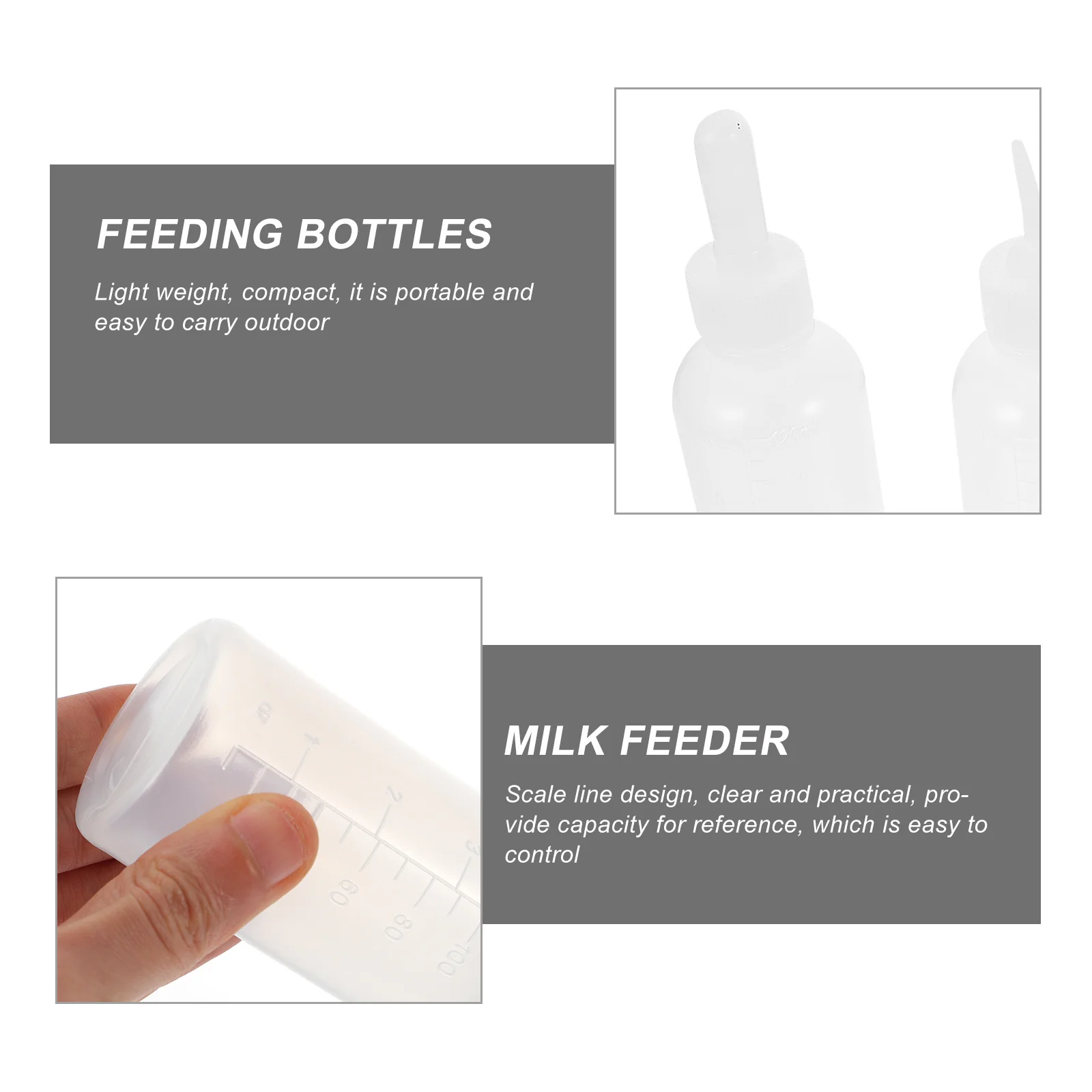 

4Pcs Bottles Newborn Animal Feeding Tools Portable Scale Design Prevent Overfeeding Puppy Kitten Bottles