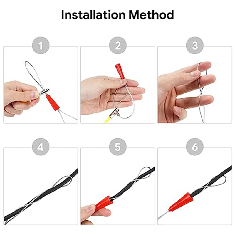 AA84 벽 라인 스레더를 통한 피쉬 테이프 풀러 OD 6mm 플러스 낚시 라인 패스너(스틸 로프 포함) 50Ft(15M)