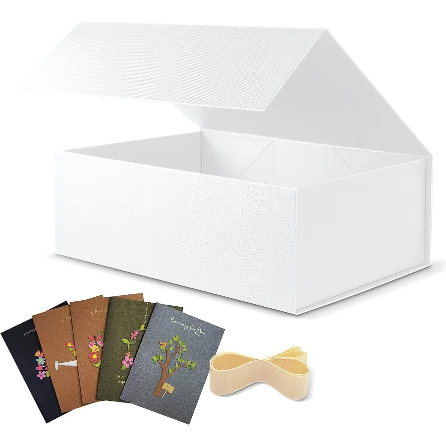 

5 Pack Lar Gift ox Wite 13x10x5 inc wit Magnetic Lids Gift Packaging ox ridesmaid oxes for Prents Contains Card Rion ​Foldale