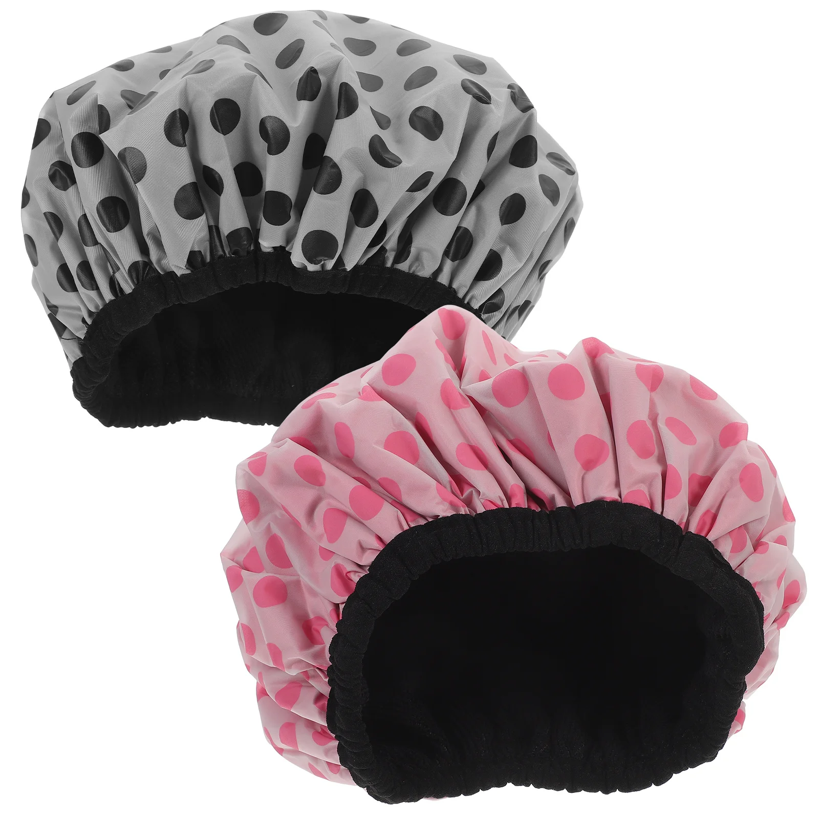 

2pcs Waterproof Bath Cap For Women Three-Layer Shower Hat Ultrafine Fiber Quick Dry Hair Protection Travel Bathing Caps