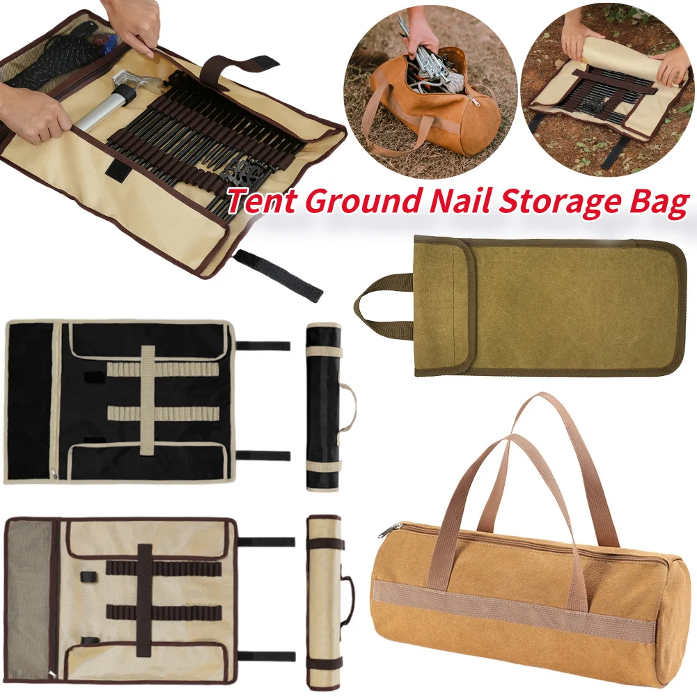 Tent Stake Storage Bag Outdoor Camping Peg Storage Pouch Gro