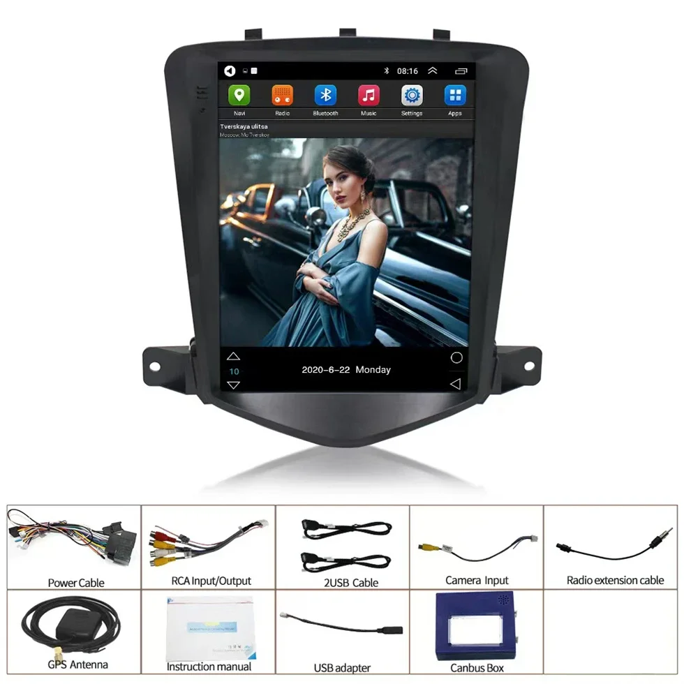 9.7\'\' Android 15 Car Radio Navigation Player For Chevrolet Cruze J300 2008 - 2012 2din Multimedia Player GPS CarPlay Auto FM DSP
