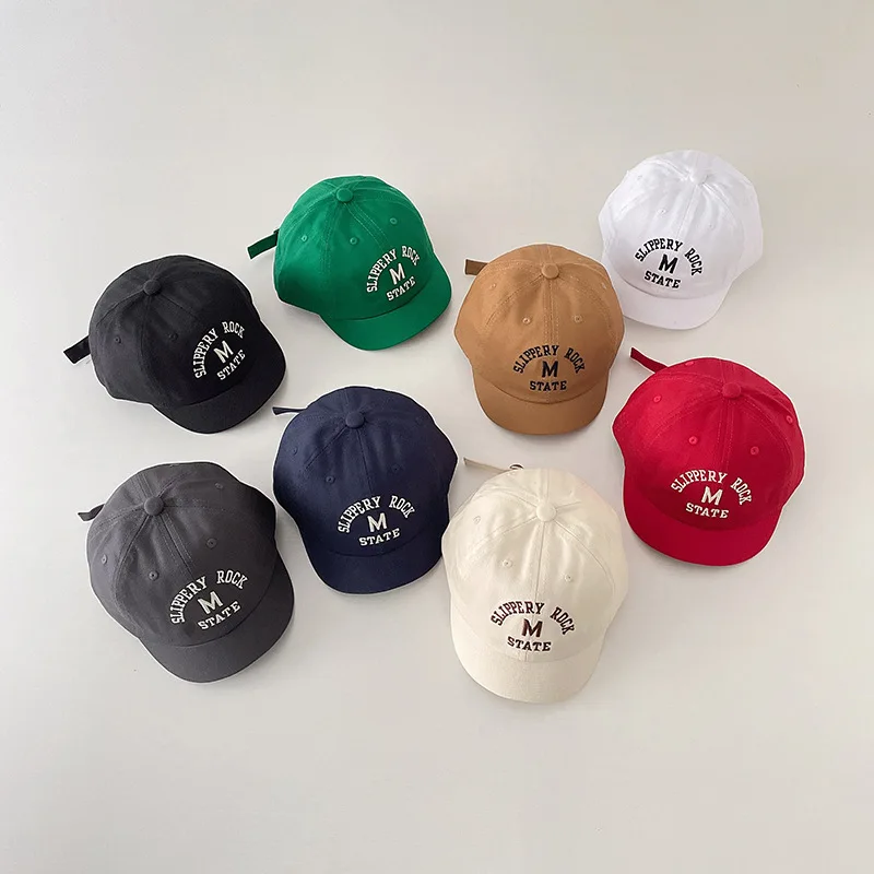 2026 New Casual Letter Cap Baby Simple Classic Peaked Caps Boys Cool Embroidery Baseball Hat Girl Adjustable Short Brimmed Hats