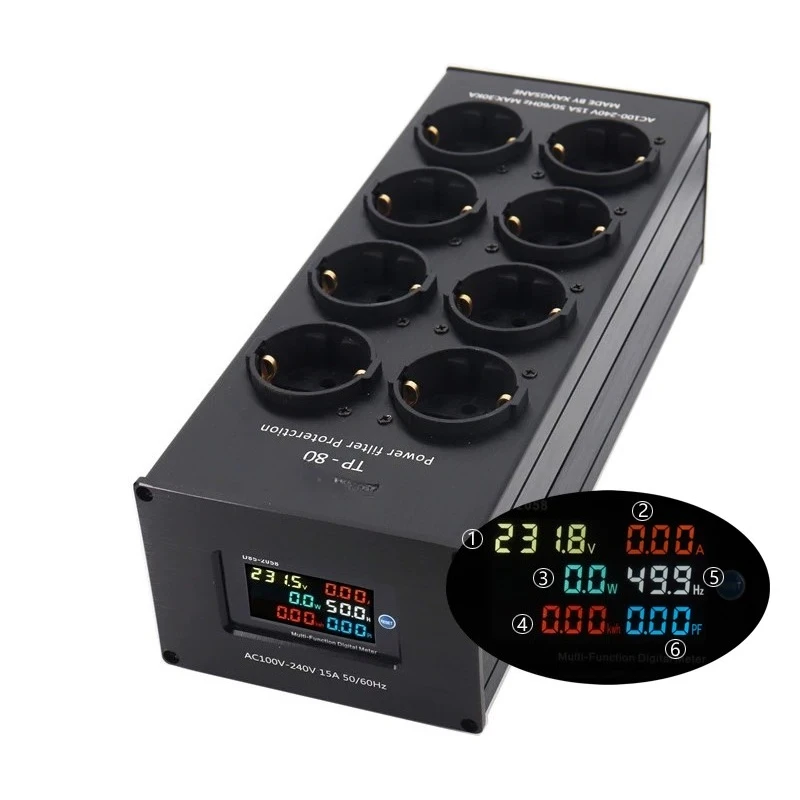 TP80 EU standard power filter 8-bit EU power purifier socket duplex 2-stage