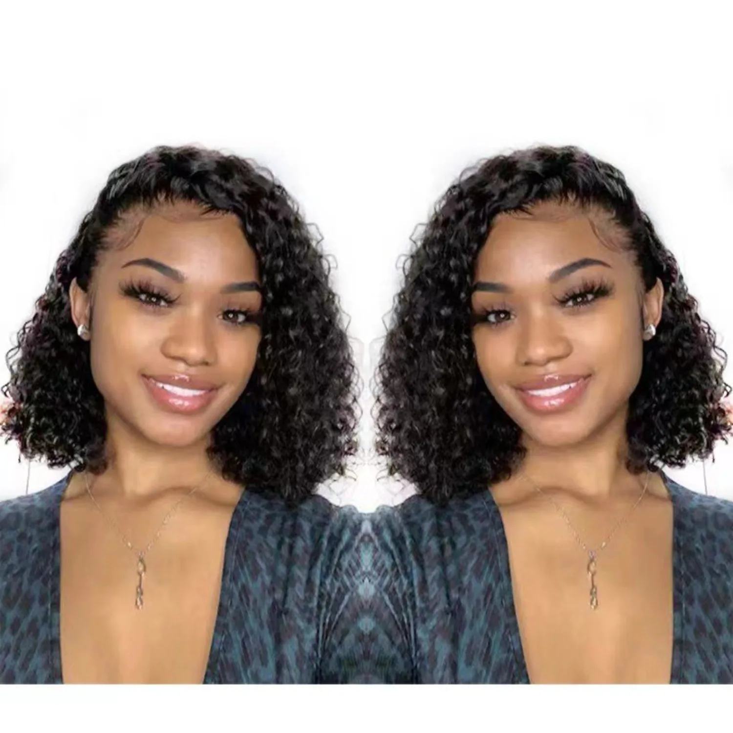 Short Curly Bob Wig for Black Women, Kinky Curly Synthetic Hair Wig, Natural Black Glueless Bob, Coily Curls Hairstyle