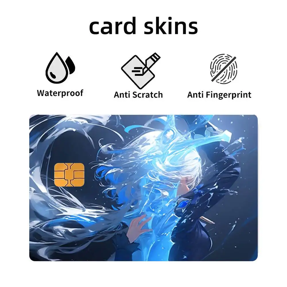 Anime Game Genshin Impact Furina Credit Skin Cover Card Stickers 4PCS Film Bus Pass Front Decoration Bank Debit Waterproof