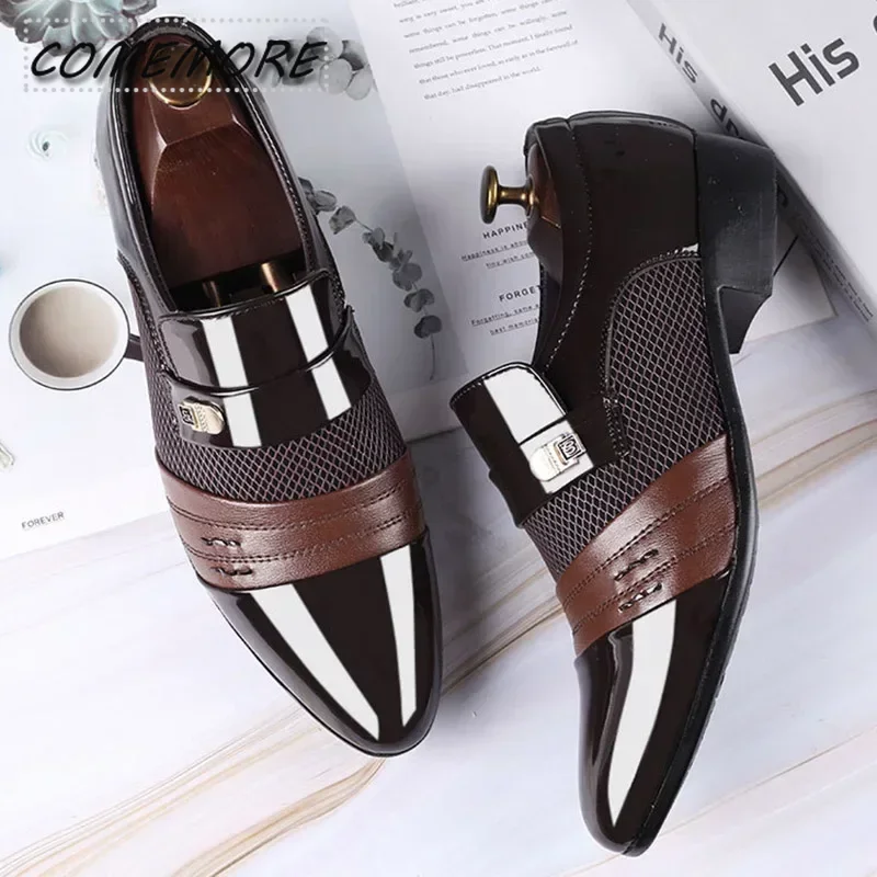 Slip on Men Dress Shoes Men Oxfords Fashion Business Dress Men Shoes 2024 New Classic Leather Men\'s Breathable Shoes Man Summer