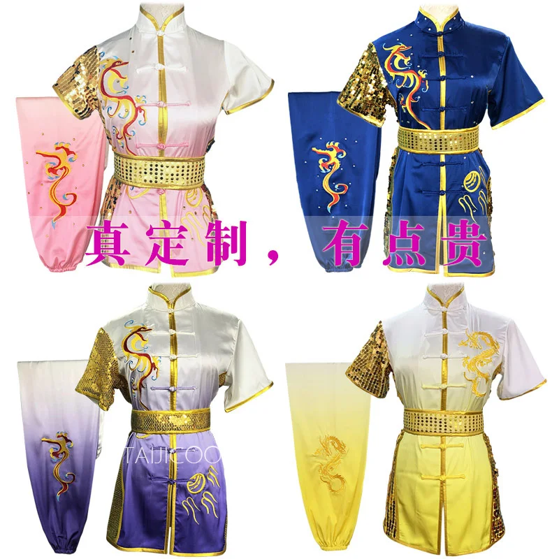 Custom-Made Martial Arts Performance and Competition Costume, Long Nanquan Kung Fu Outfit with Embroidered Dragon